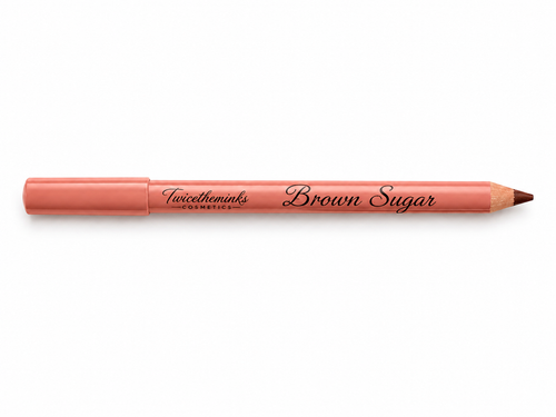 The Brown sugar lip liner from Twicethemink Cosmetics, with its creamy brown formula, is displayed against a white background and features a pinkish-brown body and cap.